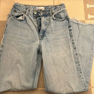 Zara wide leg high rise light wash jean